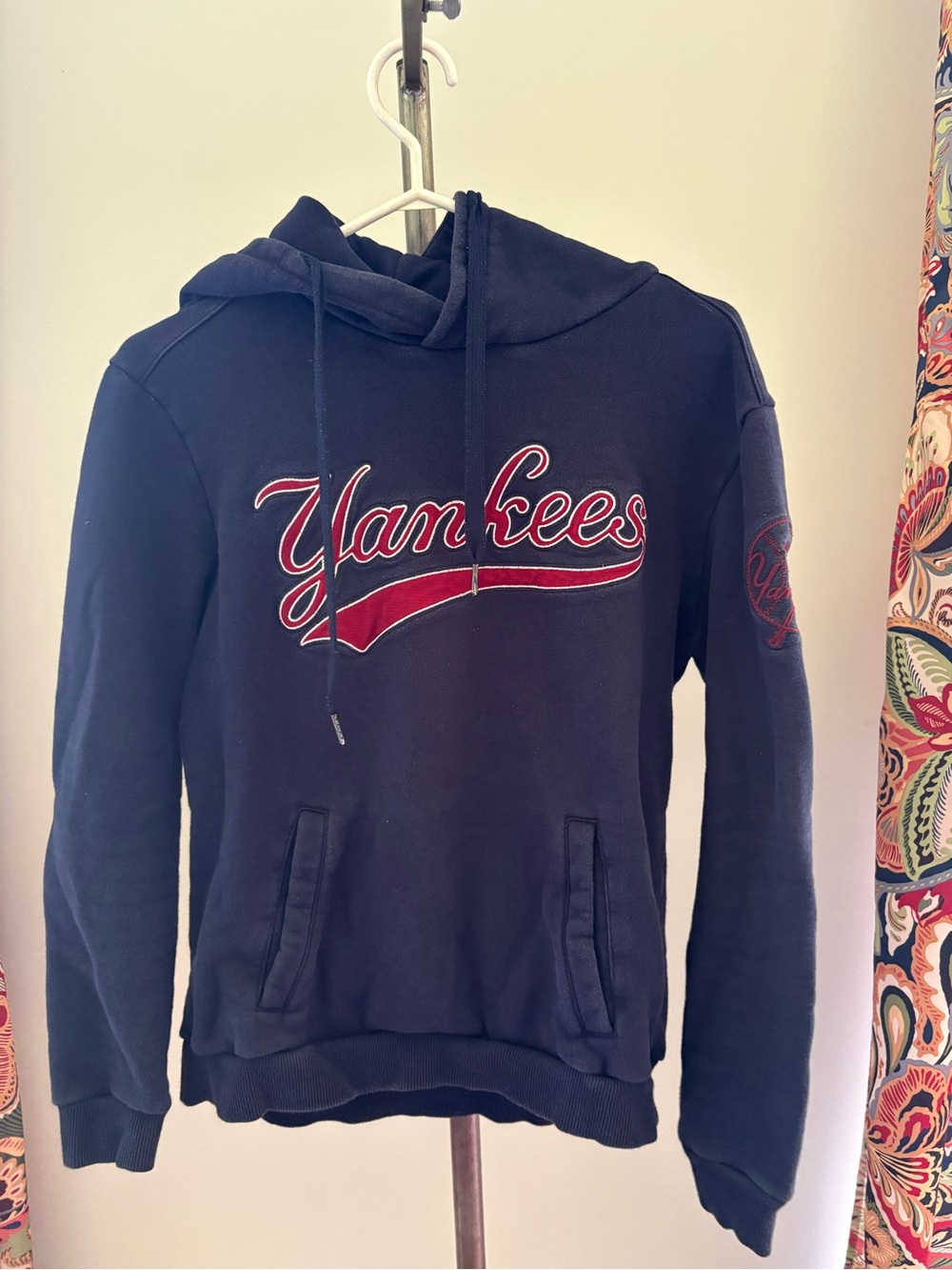 MLB Yankees Navy Hoodie with Red Script